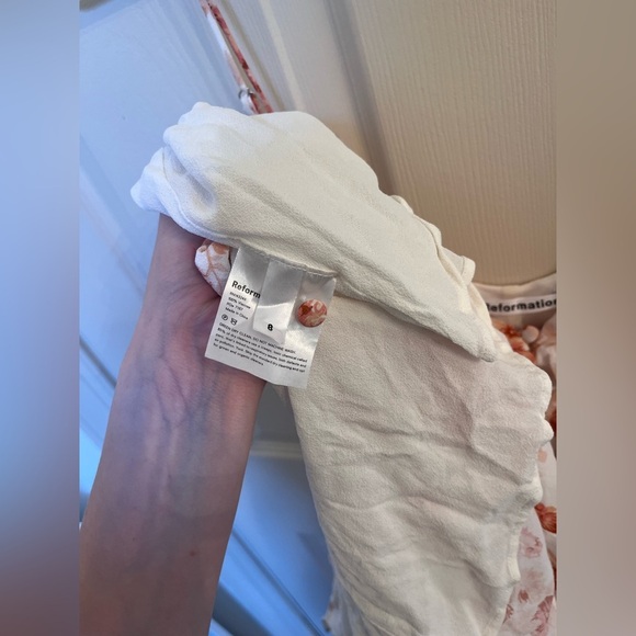 Reformation Floral Button Maxi Dress White/Pink Size 8 - Picture 5 of 5